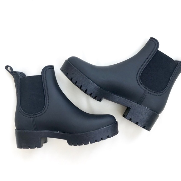 black patent platform boots